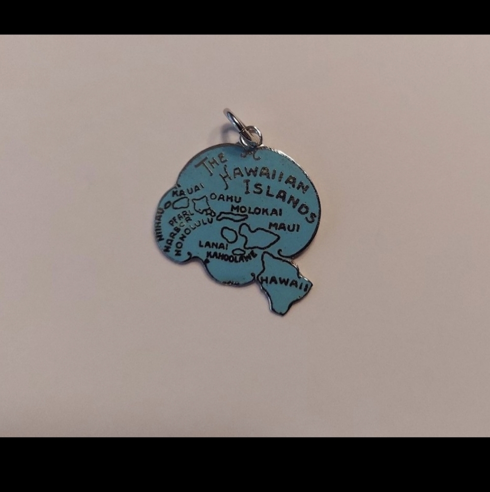 NWOT Sterling Silver Hawaiian Islands Blue Hawaii Enamel Souvenir Charm VINTAGE